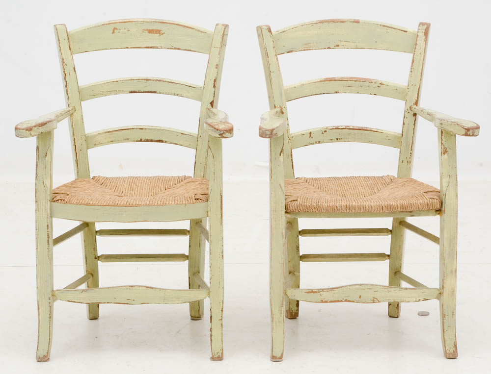 Set of Six Crate and Barrel French Provincial Style Dining Chairs