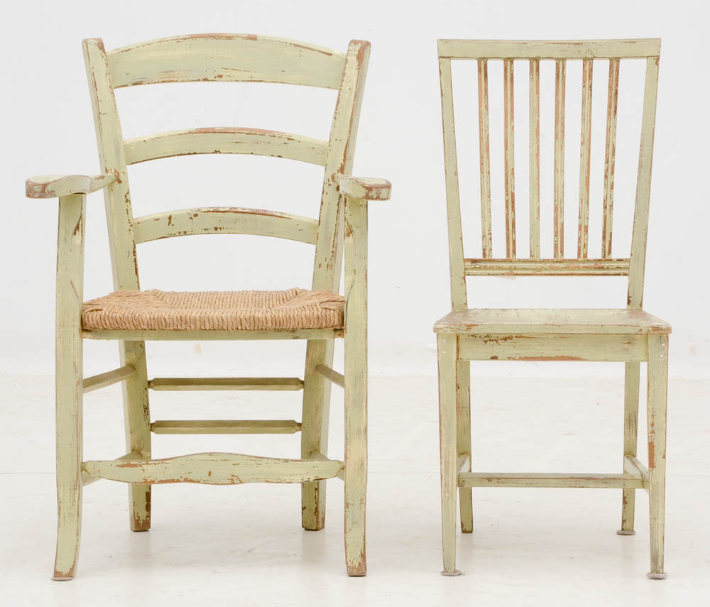 Set of Six Crate and Barrel French Provincial Style Dining Chairs