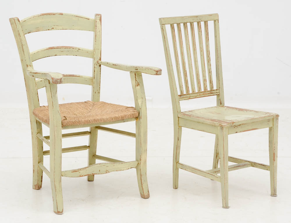 Set of Six Crate and Barrel French Provincial Style Dining Chairs