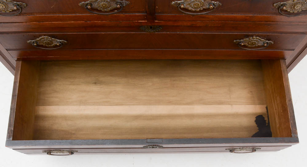 Victorian Steinkamp & Co Walnut Marble Top Dresser with Mirror