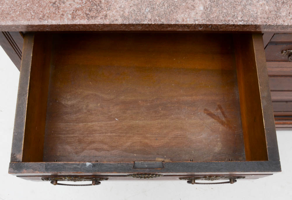 Victorian Steinkamp & Co Walnut Marble Top Dresser with Mirror