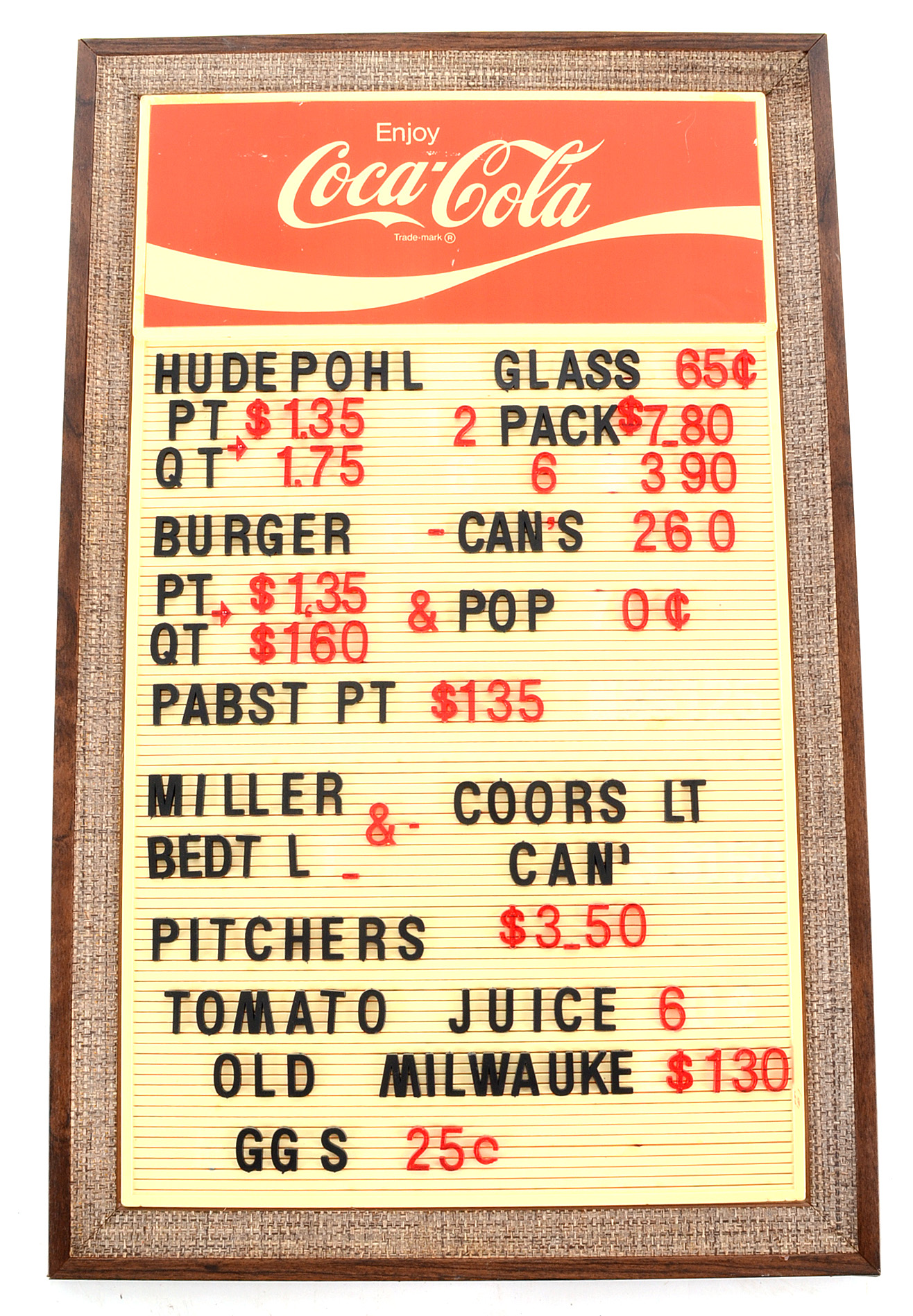 Vintage Coca-Cola Menu Board and Signs