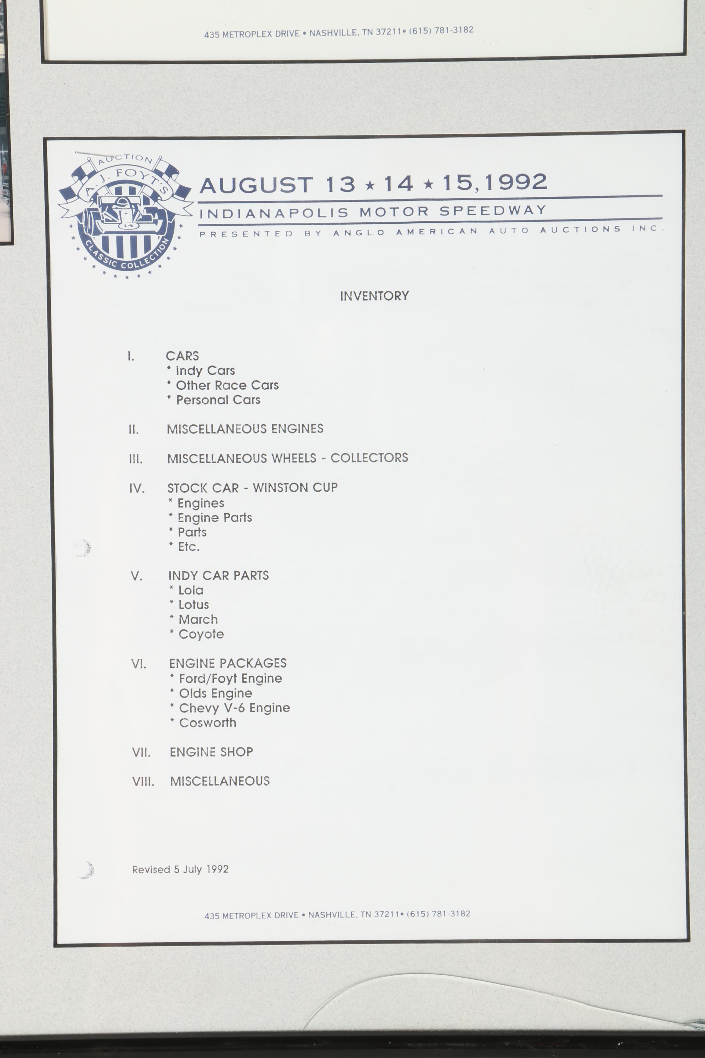 Racing Memorabilia Signed by A.J. Hoyt