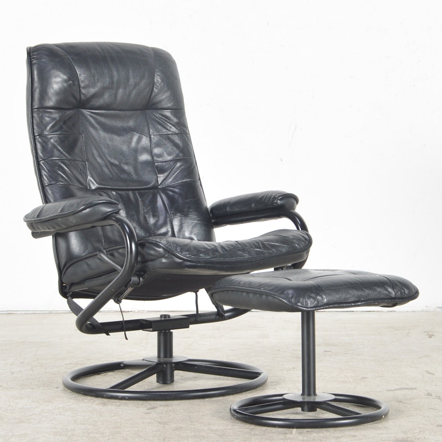 ChairWorks Reclining Leather Lounge Chair With Ottoman