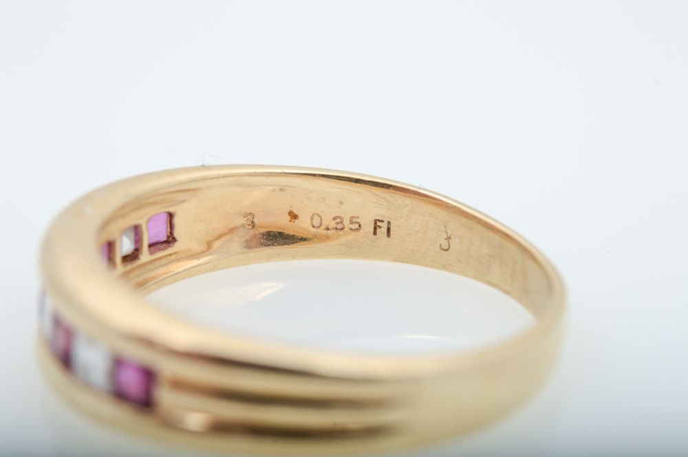 14K Yellow Gold 0.50 CTW Ruby and 0.32 CTW Diamond Ring