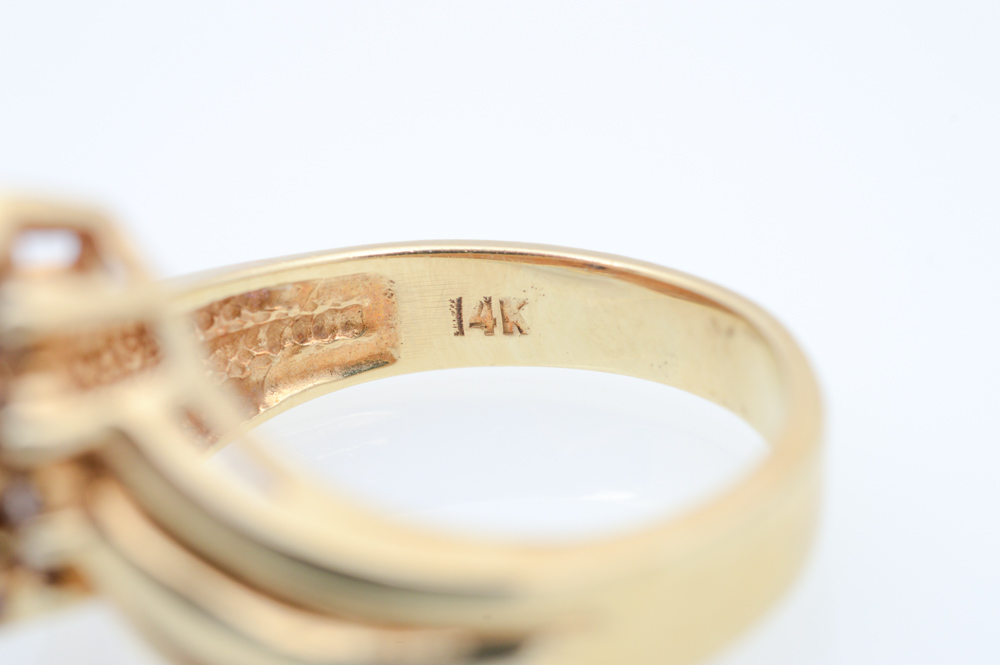 14K Yellow Gold Sapphire and 0.20 CTW Diamond Ring