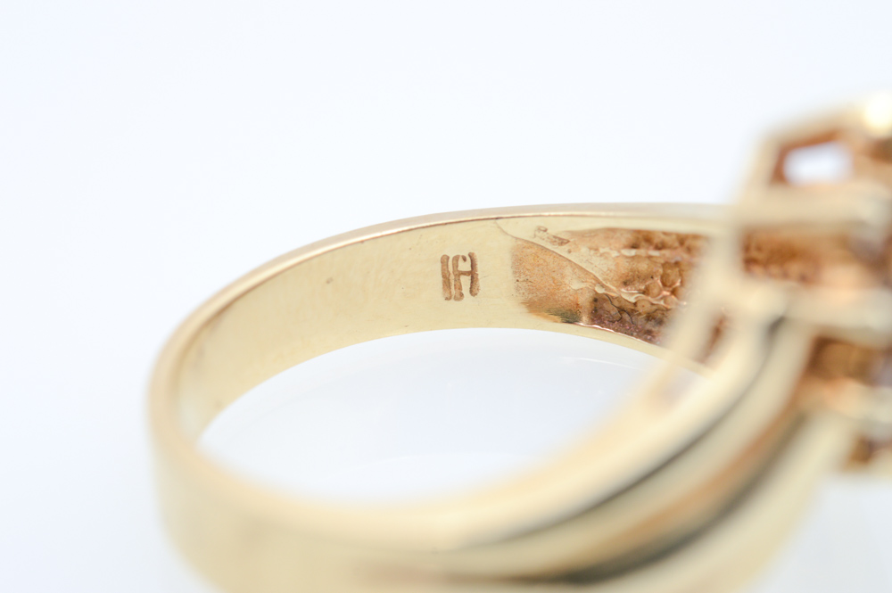 14K Yellow Gold Sapphire and 0.20 CTW Diamond Ring