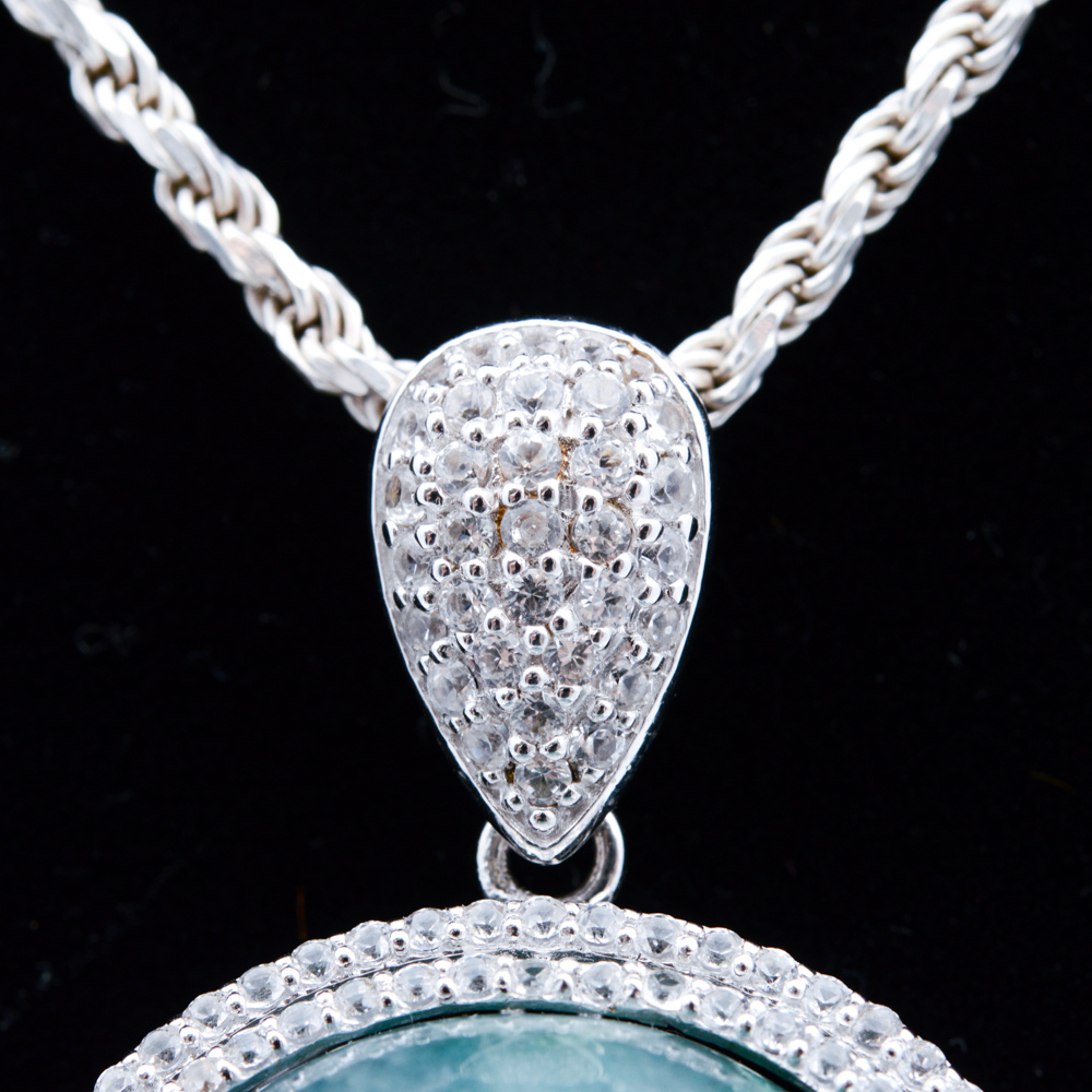 Sterling Silver 135.93 CT Beryl and 2.78 CTW Sapphire Necklace