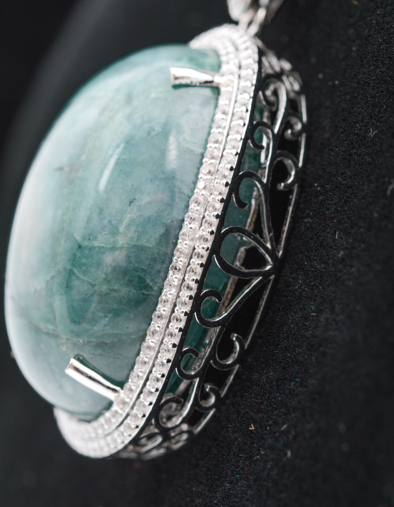 Sterling Silver 135.93 CT Beryl and 2.78 CTW Sapphire Necklace