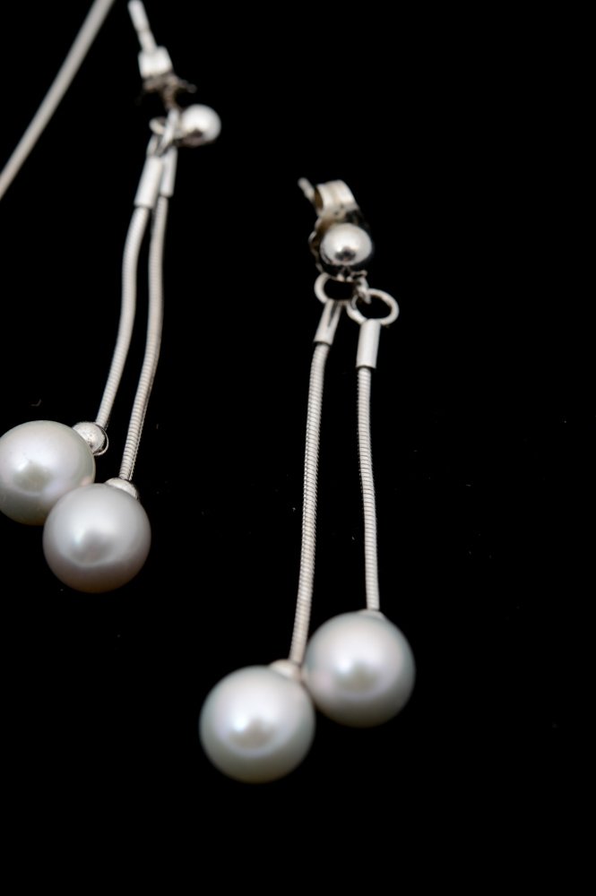 Sterling Silver Imitation Pearl Earrings and Necklace