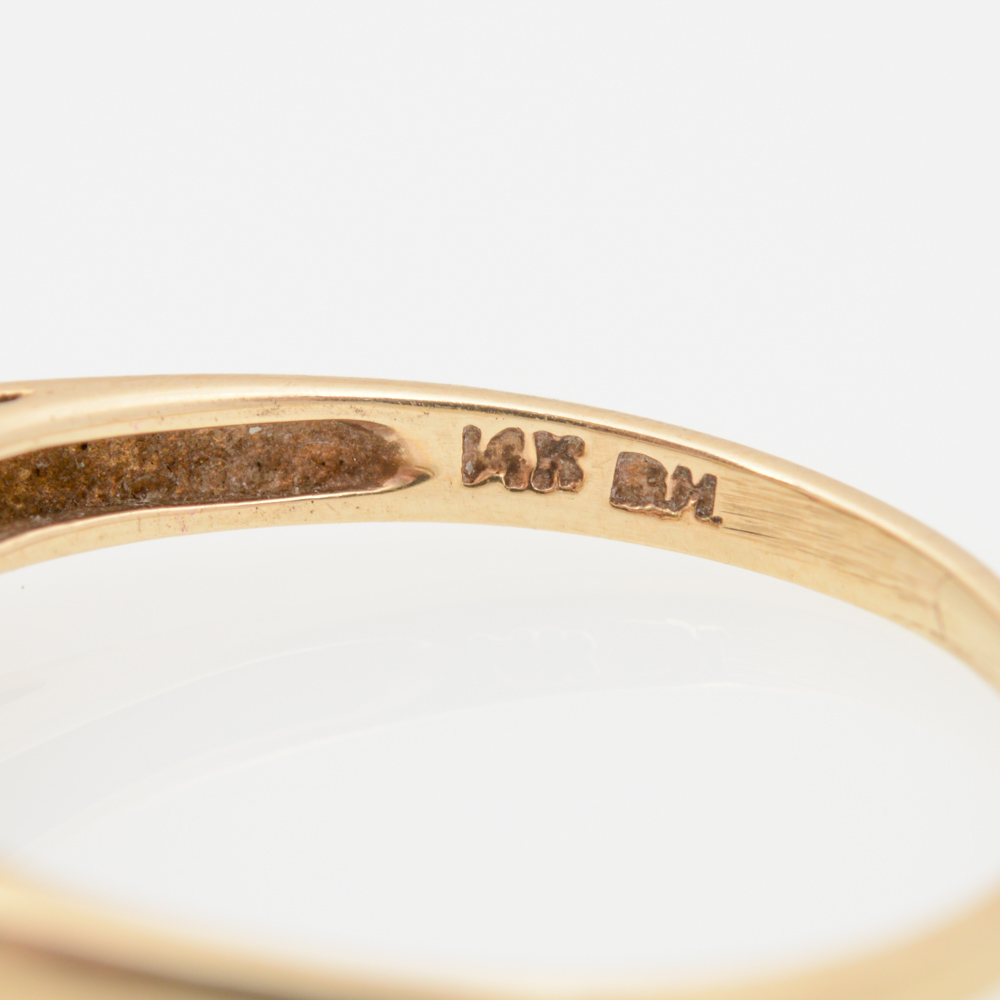 14K Yellow Gold Garnet and Diamond Ring