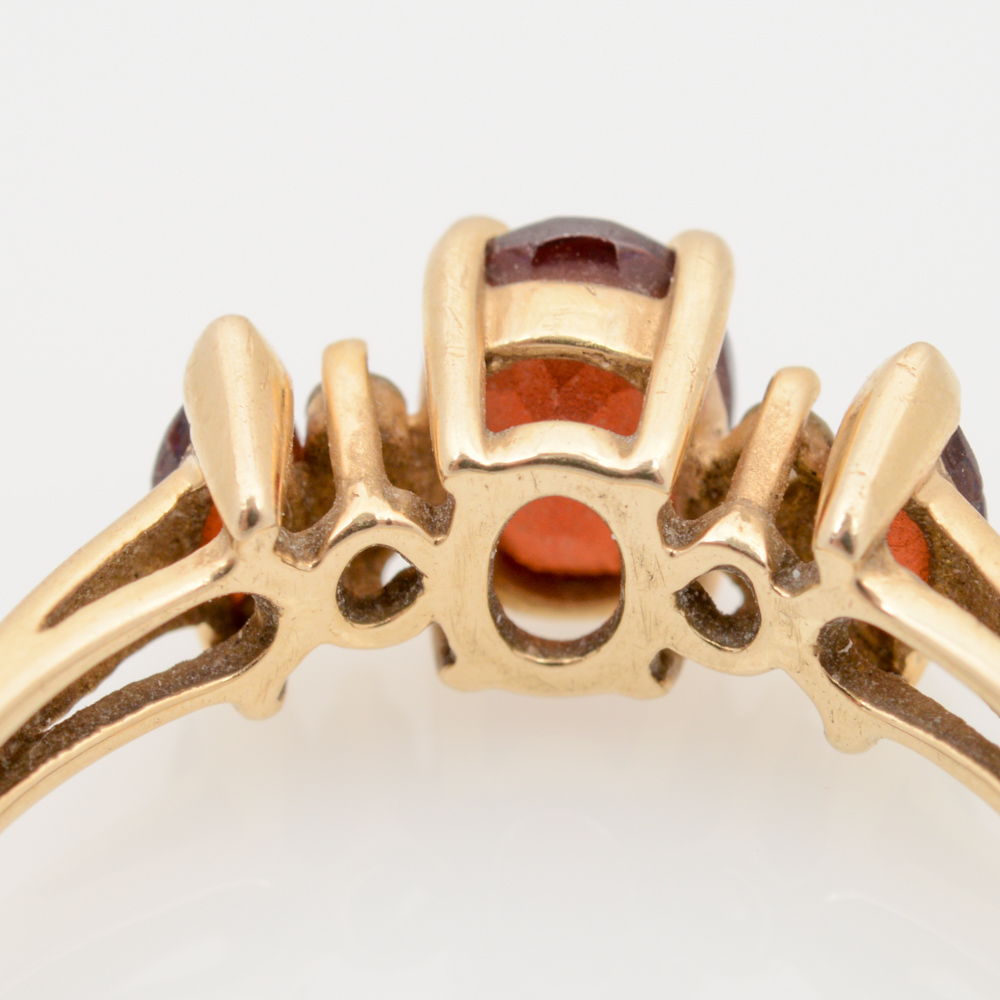 14K Yellow Gold Garnet and Diamond Ring