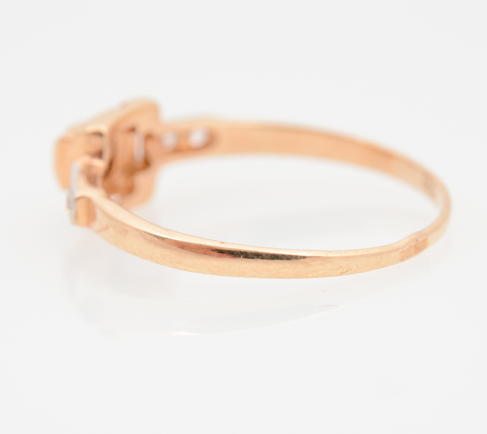 14K Yellow Gold Synthetic Sapphire and White Sapphire Ring