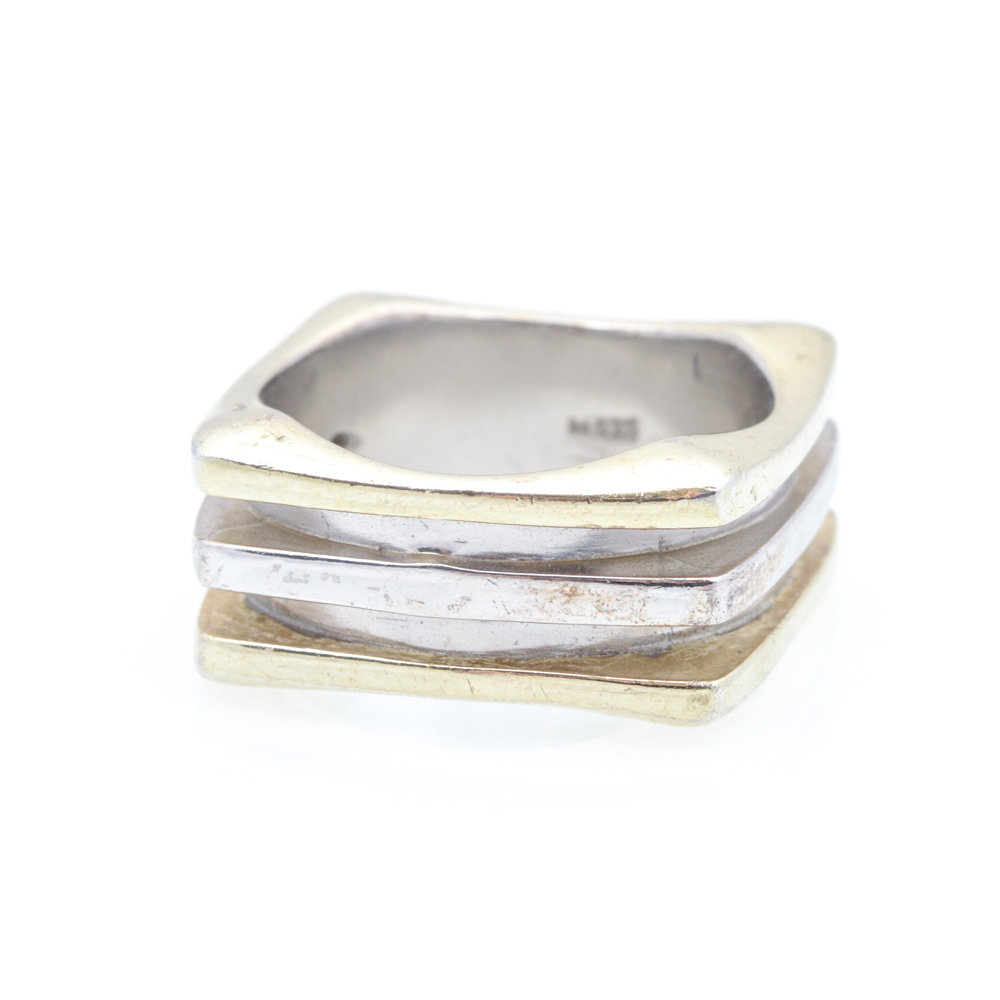 Sterling Silver and Gold Plate Cubic Zirconia Ring