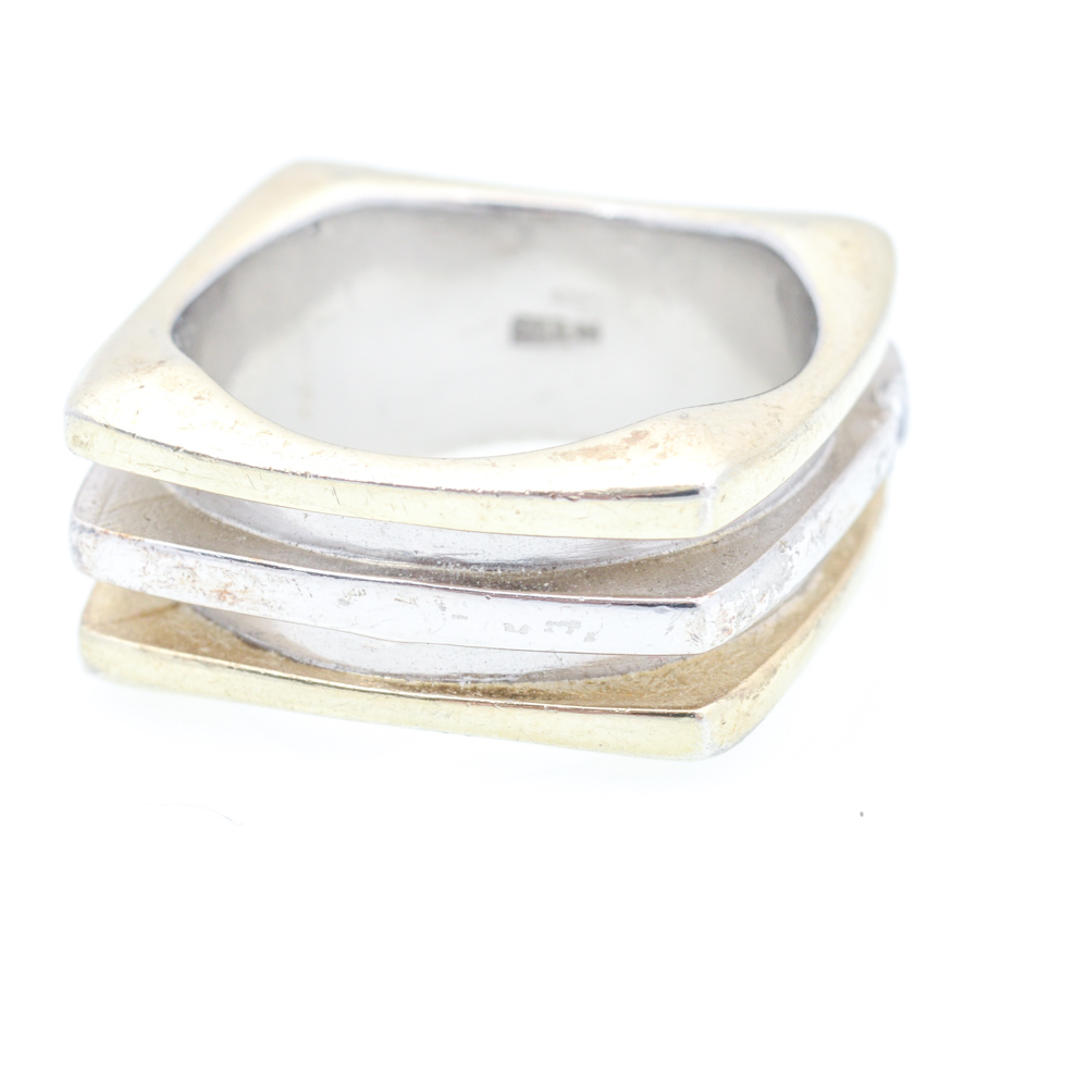 Sterling Silver and Gold Plate Cubic Zirconia Ring