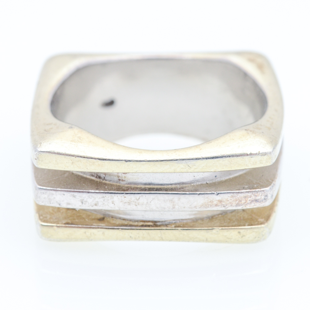 Sterling Silver and Gold Plate Cubic Zirconia Ring