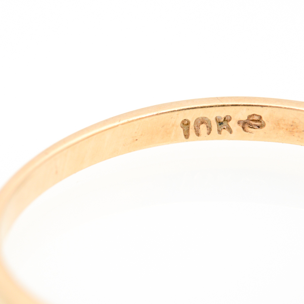 10K Yellow Gold Pearl and Diamond Ring