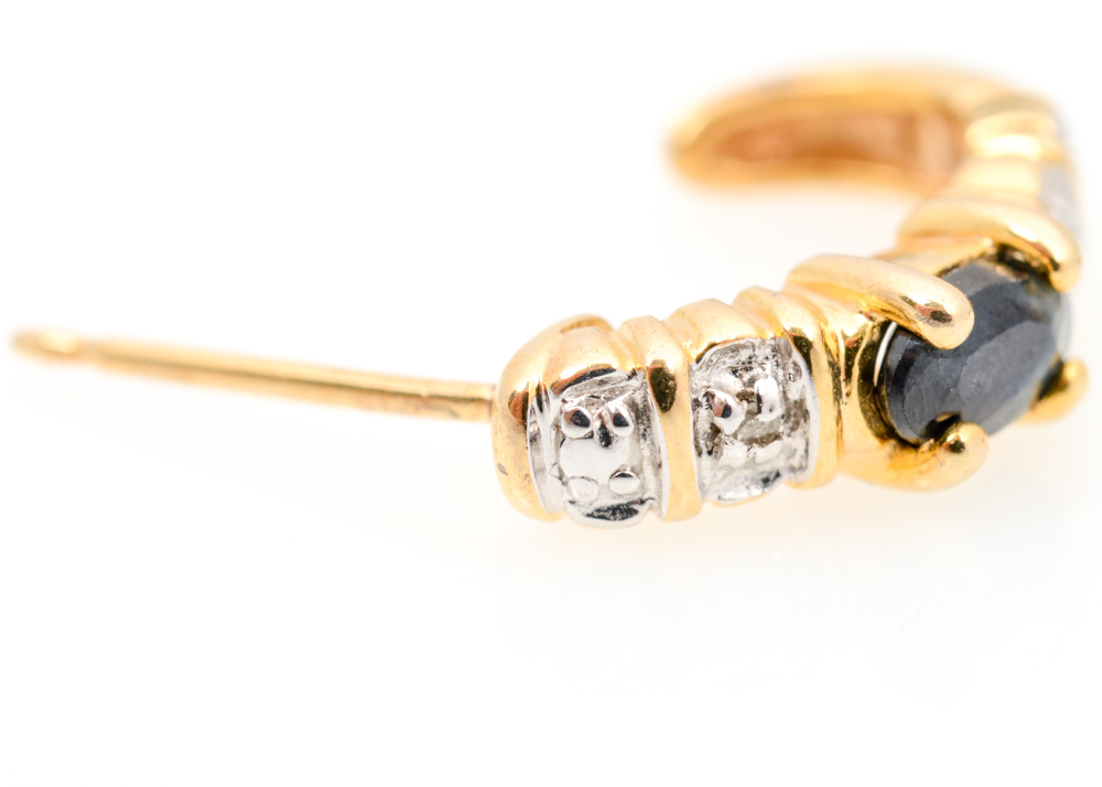 Gold Plated Sterling Silver Sapphire, Diamond, and Cubic Zirconia Jewelry