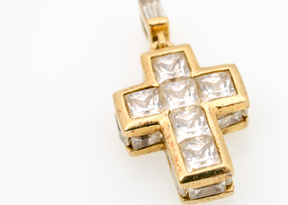 Gold Plated Sterling Silver Sapphire, Diamond, and Cubic Zirconia Jewelry