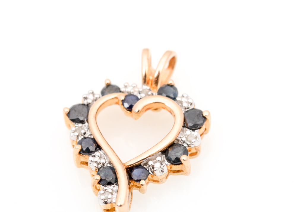 Gold Plated Sterling Silver Sapphire, Diamond, and Cubic Zirconia Jewelry