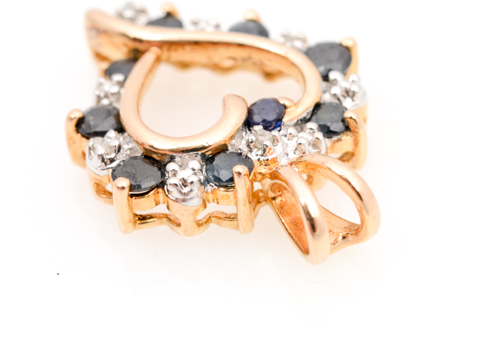 Gold Plated Sterling Silver Sapphire, Diamond, and Cubic Zirconia Jewelry