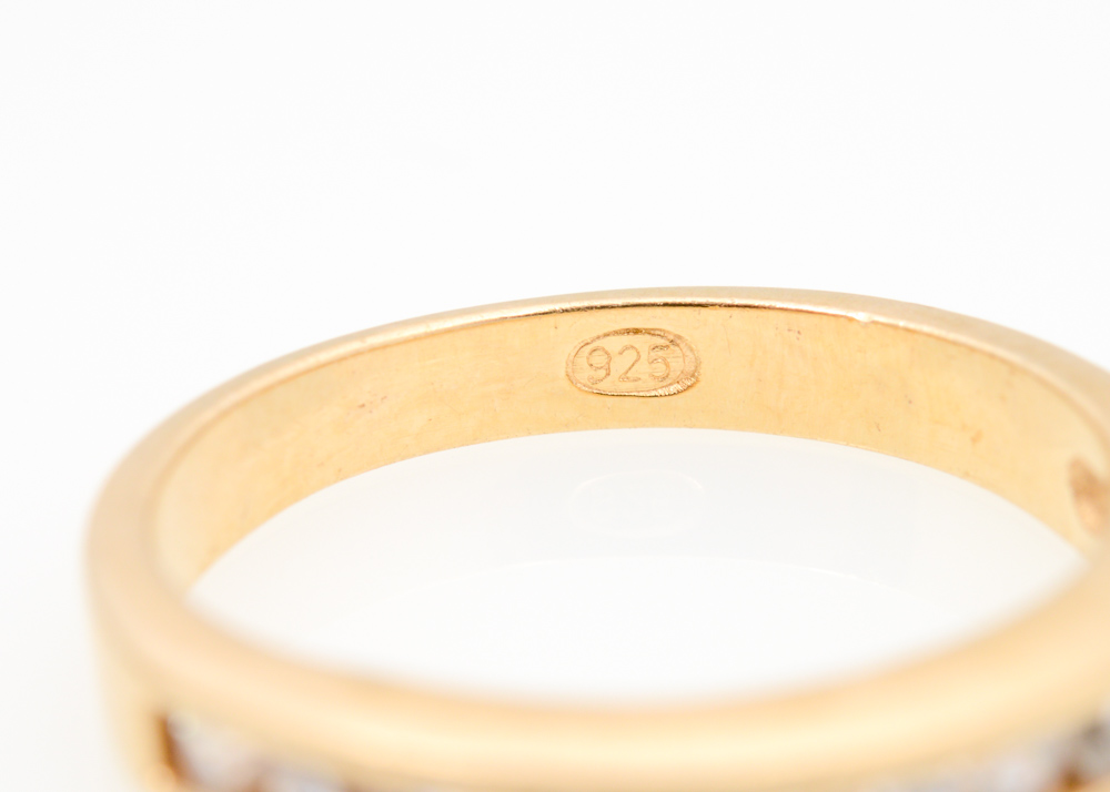 Gold Plated Sterling Silver Sapphire, Diamond, and Cubic Zirconia Jewelry