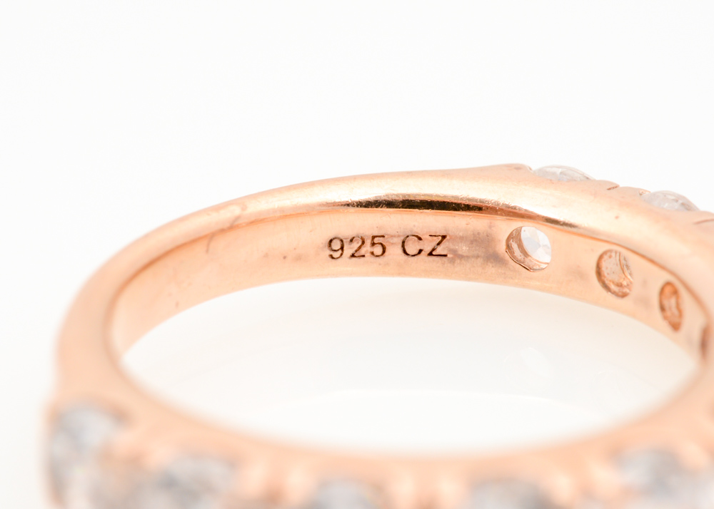 Gold Plated Sterling Silver Sapphire, Diamond, and Cubic Zirconia Jewelry