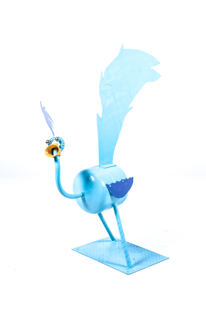 Metal Folk Art Roadrunner Statue