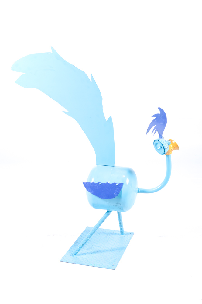 Metal Folk Art Roadrunner Statue