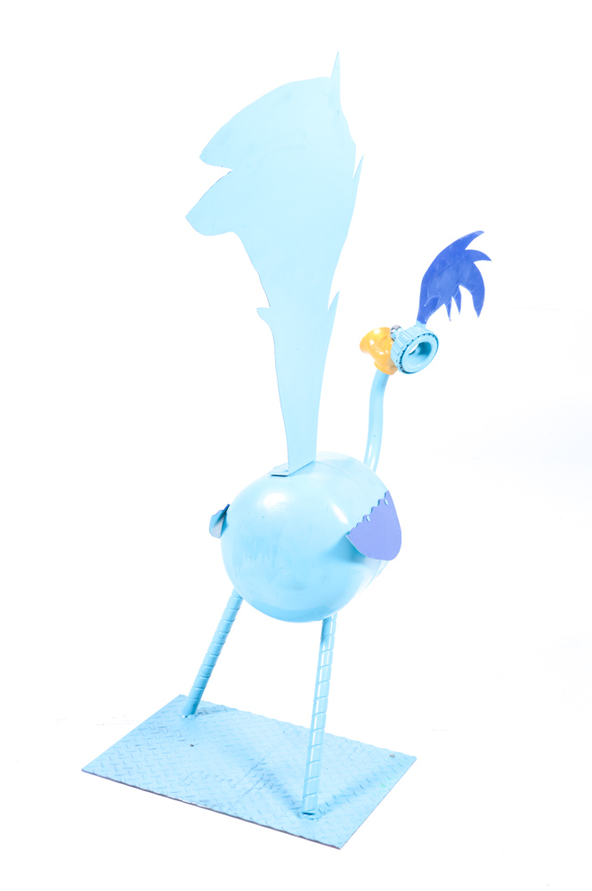 Metal Folk Art Roadrunner Statue