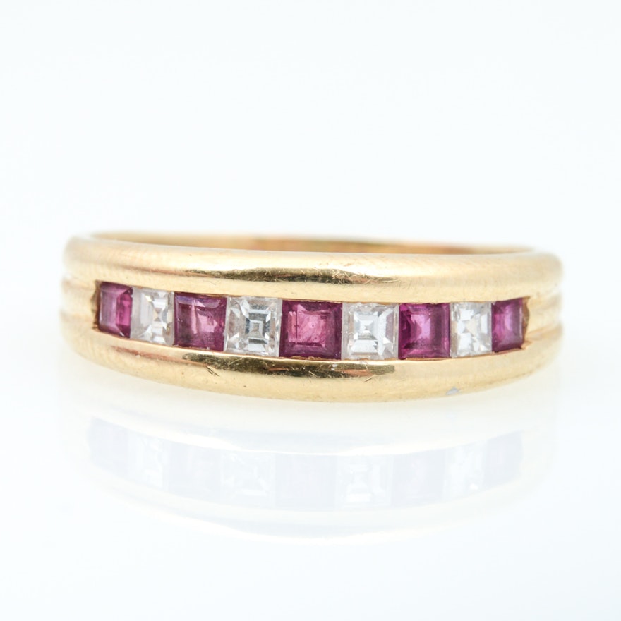 14K Yellow Gold 0.50 CTW Ruby and 0.32 CTW Diamond Ring