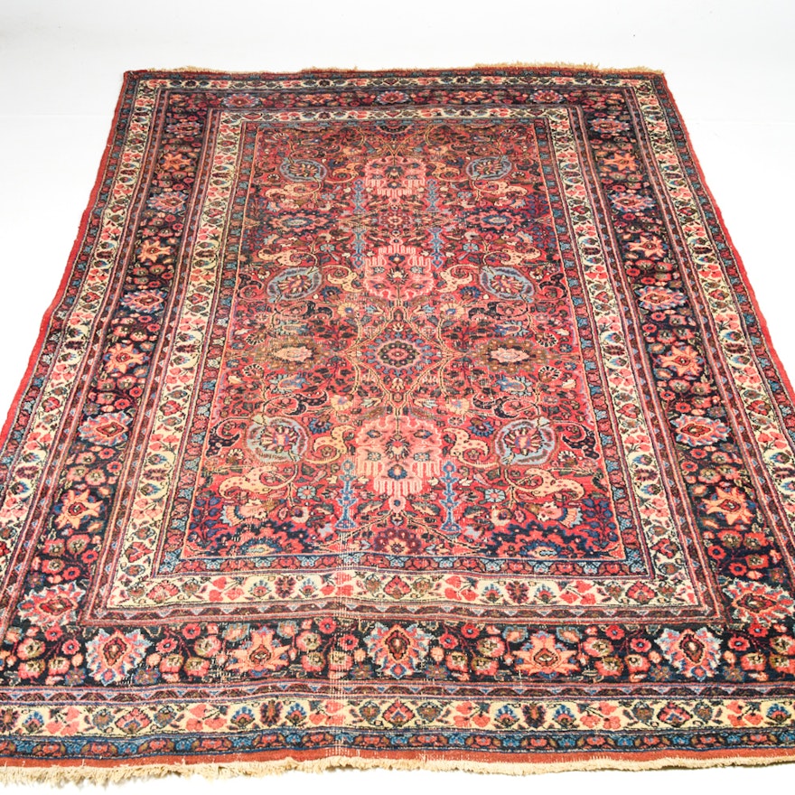 Antique Hand Knotted Persian Khorasan Area Rug