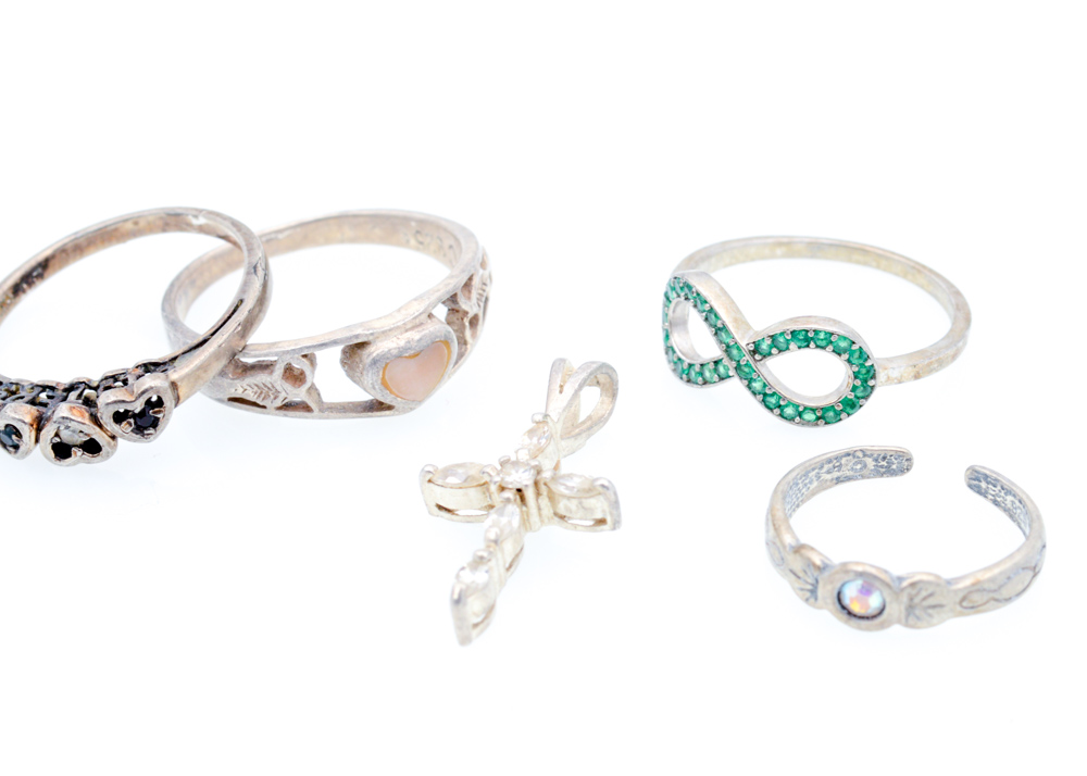 Sterling Silver Imitation Stone and Cubic Zirconia Jewelry