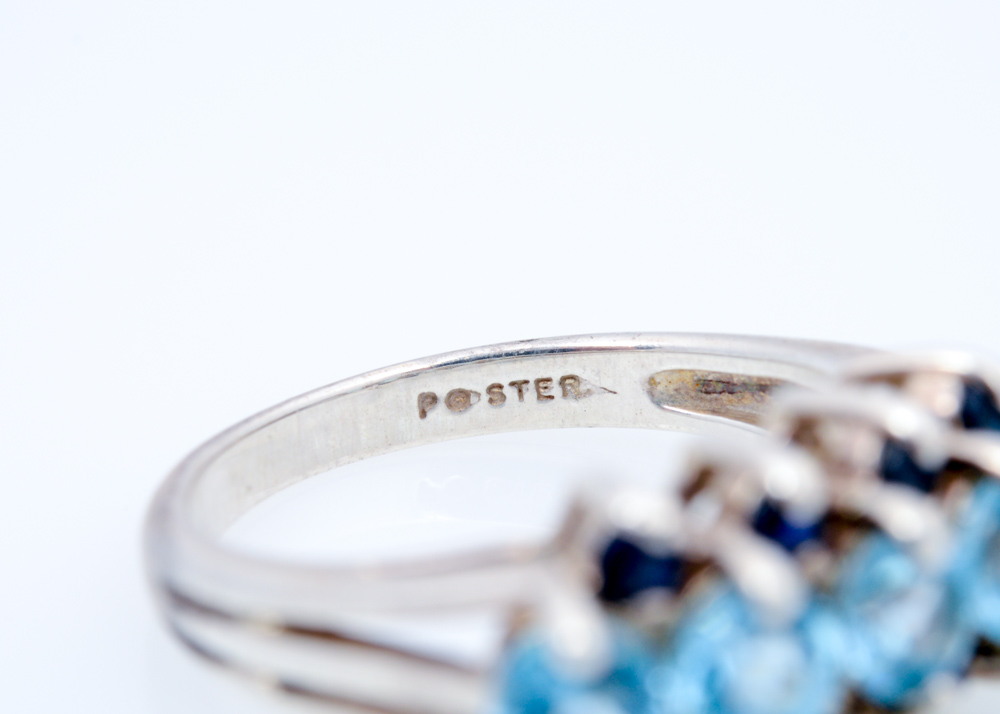 Sterling Silver Blue Topaz and Sapphire Ring