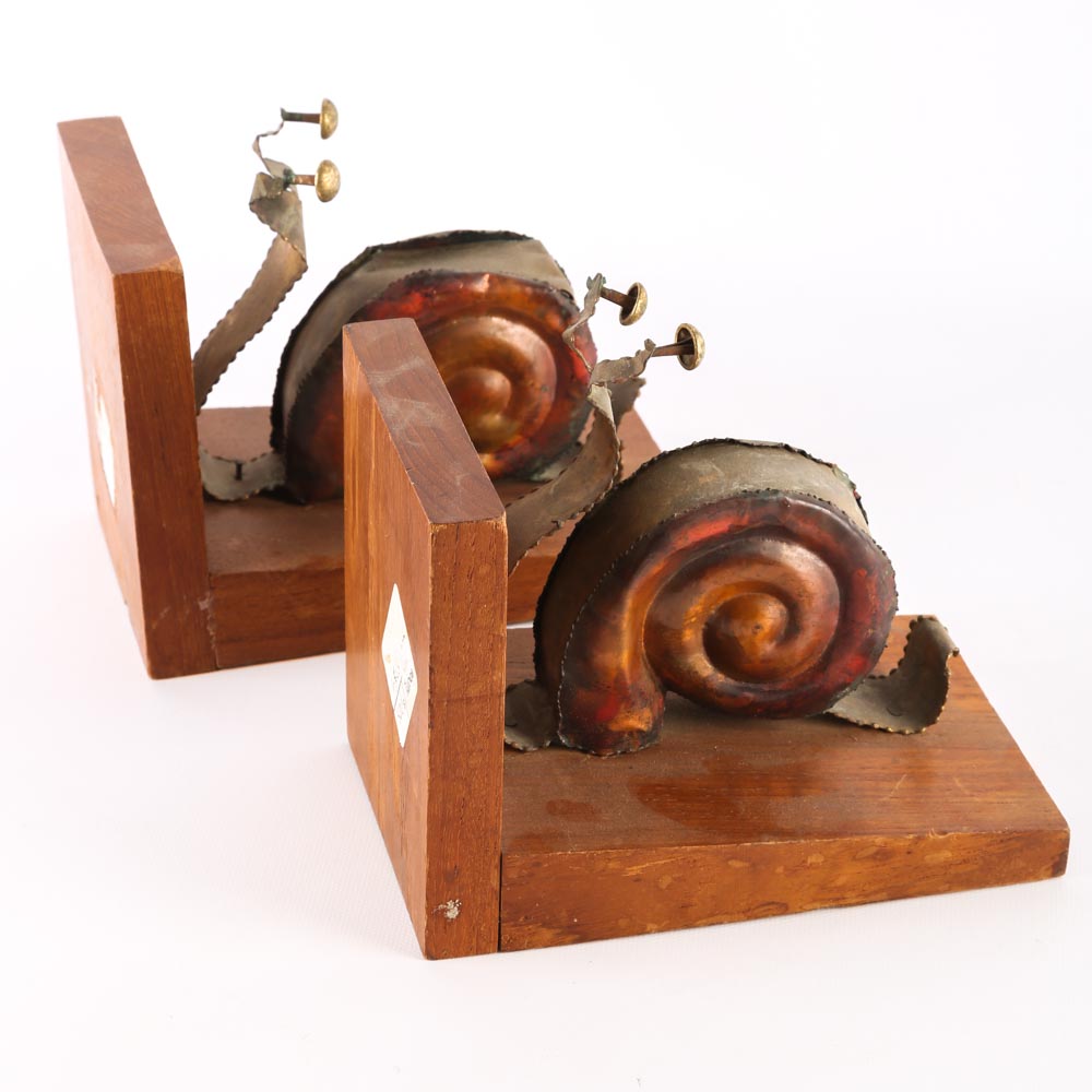 Copper and Brass Snail Bookends
