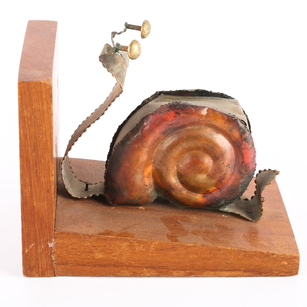 Copper and Brass Snail Bookends