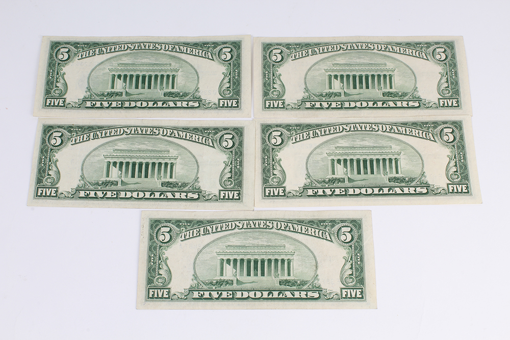 One Dollar, Two Dollar, and Five Dollar Silver Certificates