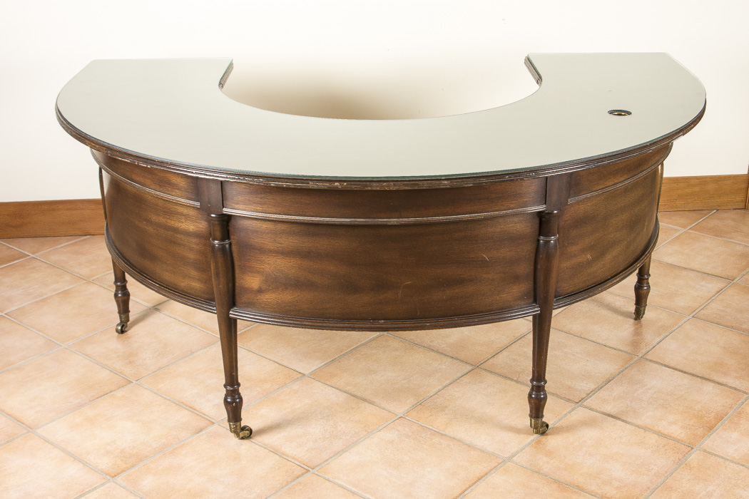 Kittinger Hunt Table Style Desk with Glass Top