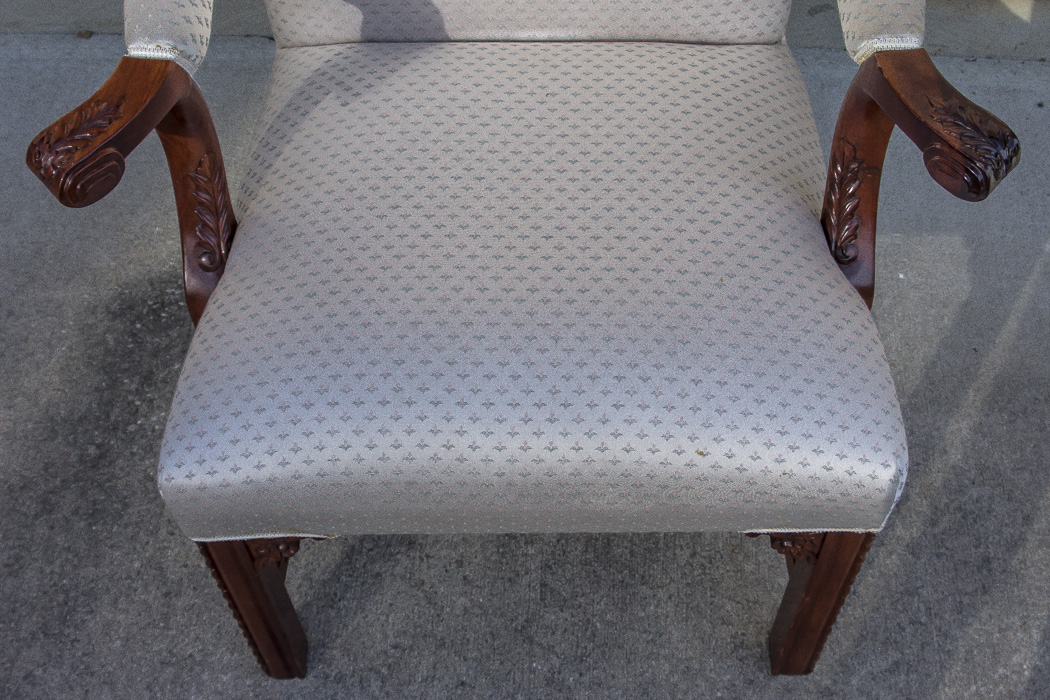 White Floral Motif Armchair