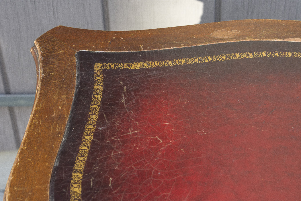 Chippendale Style Leather Top Accent Table