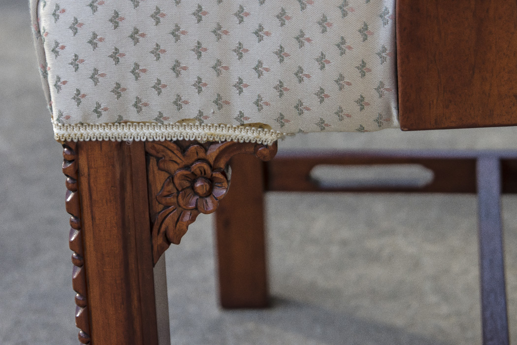 White Floral Motif Armchair