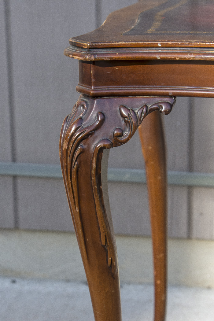 Chippendale Style Leather Top Accent Table