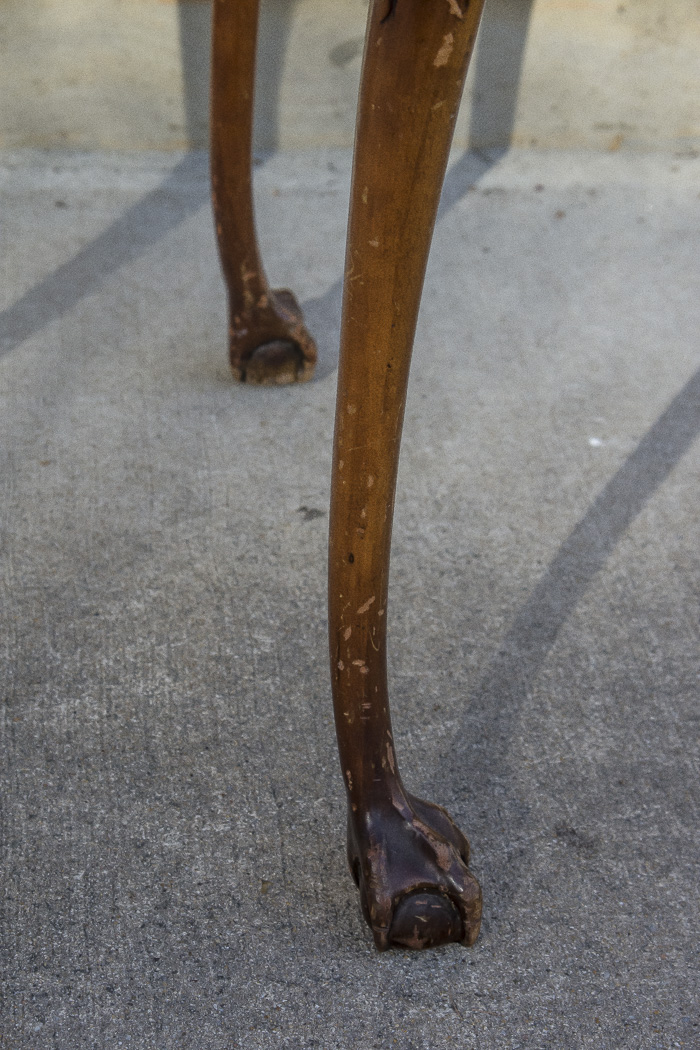 Chippendale Style Leather Top Accent Table