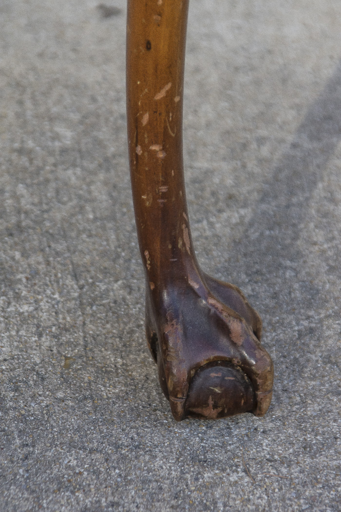 Chippendale Style Leather Top Accent Table