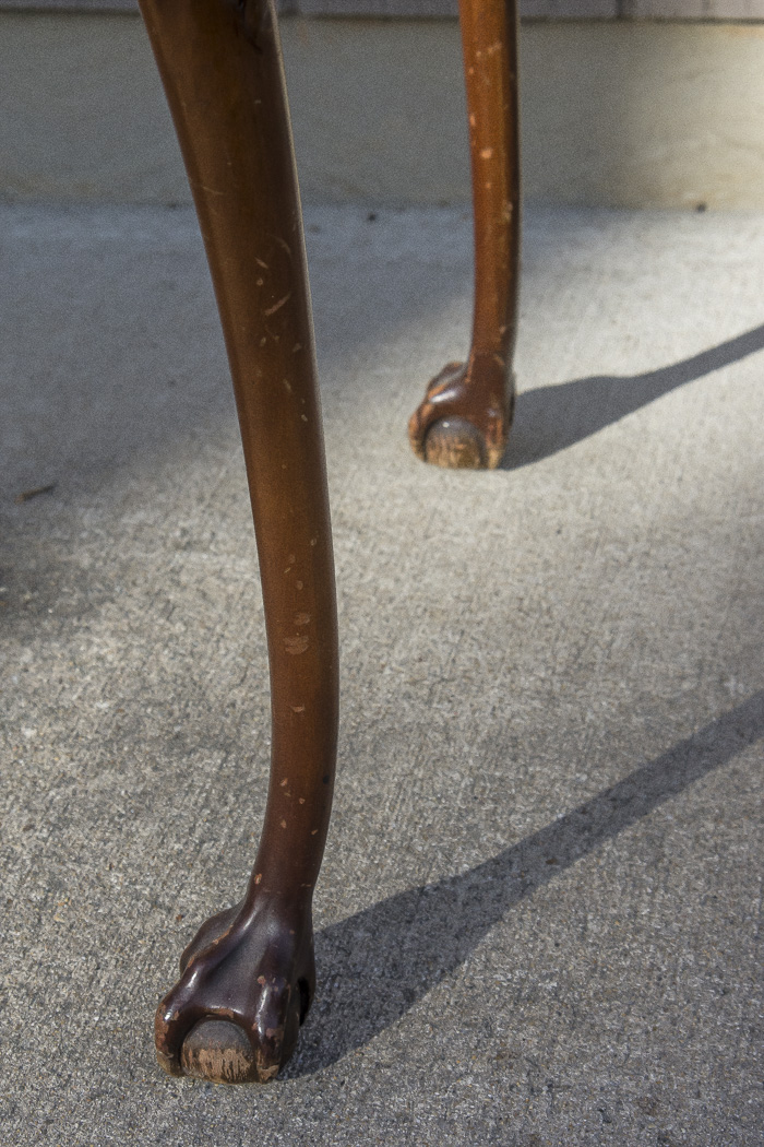Chippendale Style Leather Top Accent Table