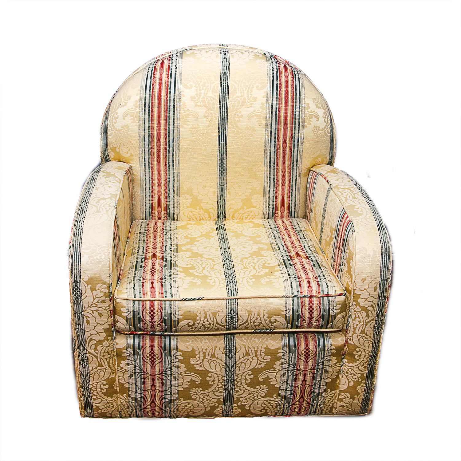 Stripe Upholstered Armed Club Chair