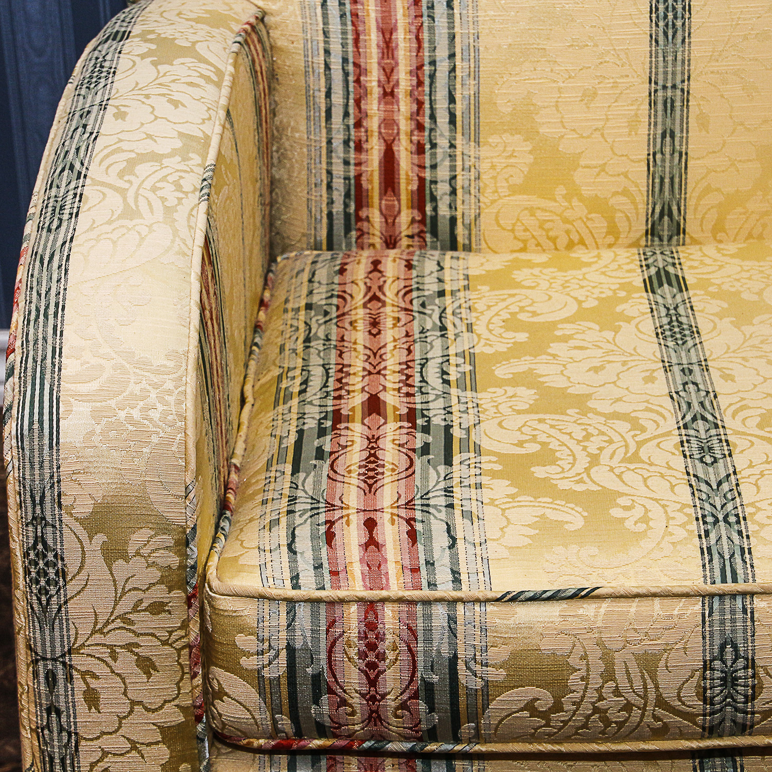 Stripe Upholstered Armed Club Chair