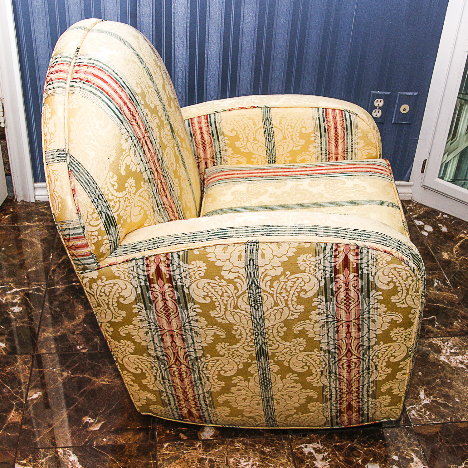 Stripe Upholstered Armed Club Chair