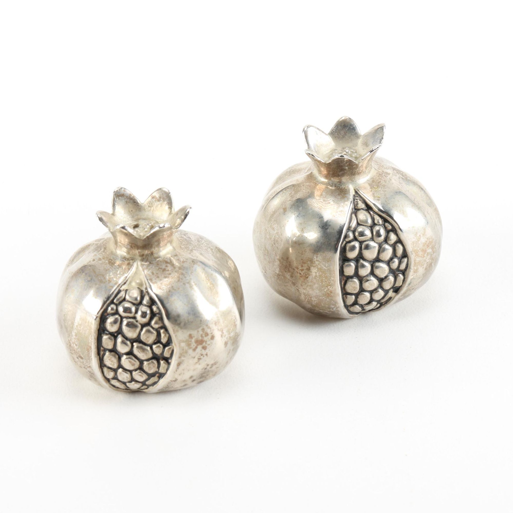 Silea Silver Plate Pomegranate Salt and Pepper Shakers