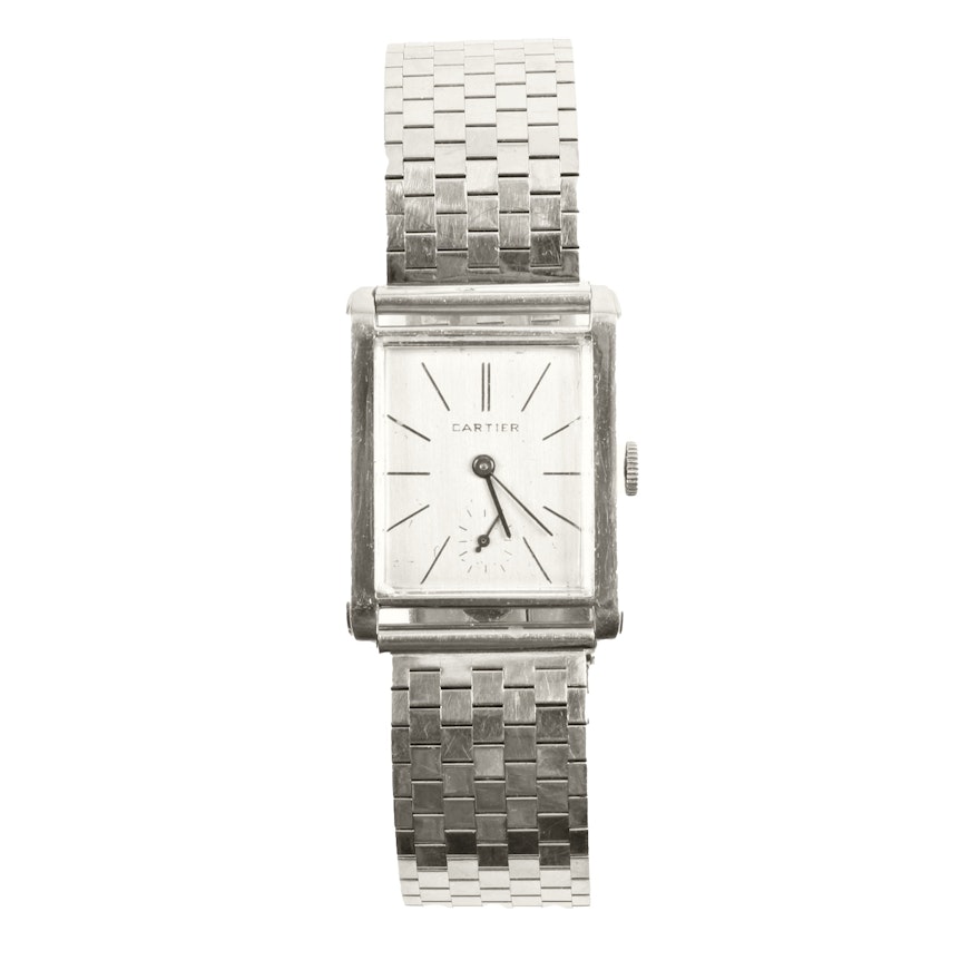 Cartier Men's Tank Platinum Wristwatch with 14K White Gold Bracelet